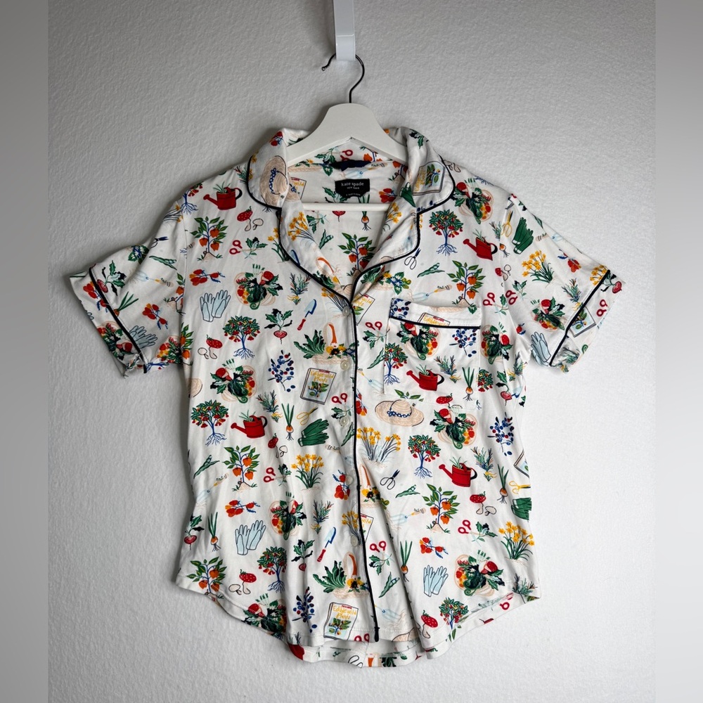 Kate Spade GARDENING Short Sleeve Shorts Pajamas Set, Size Small